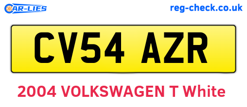 CV54AZR are the vehicle registration plates.