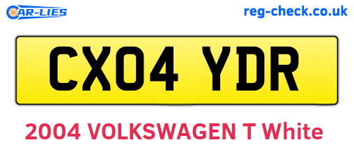 CX04YDR are the vehicle registration plates.