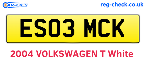 ES03MCK are the vehicle registration plates.