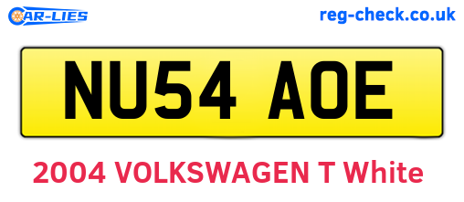 NU54AOE are the vehicle registration plates.