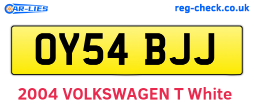 OY54BJJ are the vehicle registration plates.