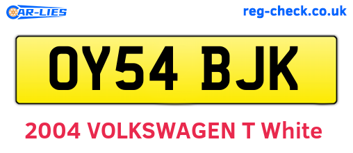 OY54BJK are the vehicle registration plates.