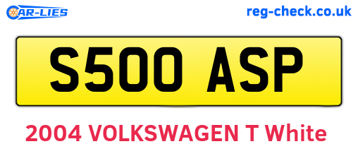 S500ASP are the vehicle registration plates.