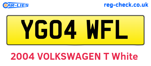 YG04WFL are the vehicle registration plates.