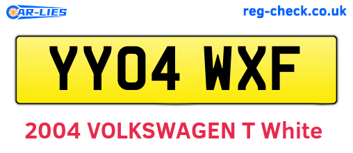 YY04WXF are the vehicle registration plates.