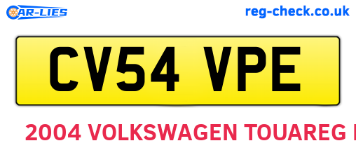 CV54VPE are the vehicle registration plates.