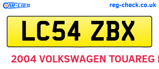 LC54ZBX are the vehicle registration plates.