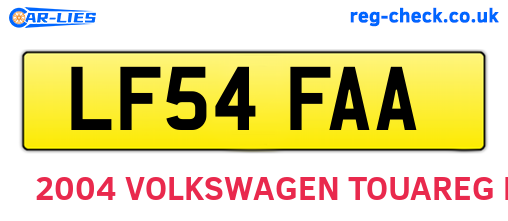 LF54FAA are the vehicle registration plates.