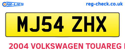 MJ54ZHX are the vehicle registration plates.