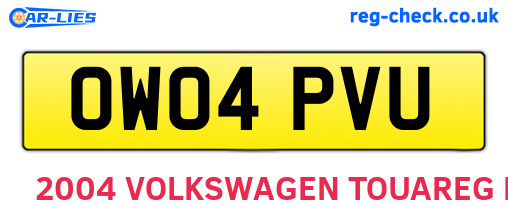 OW04PVU are the vehicle registration plates.