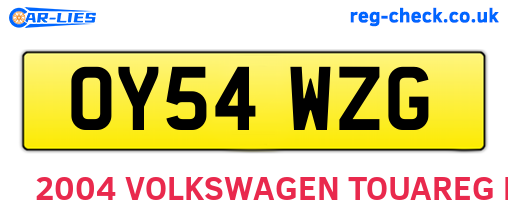 OY54WZG are the vehicle registration plates.