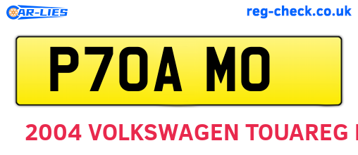 P70AMO are the vehicle registration plates.