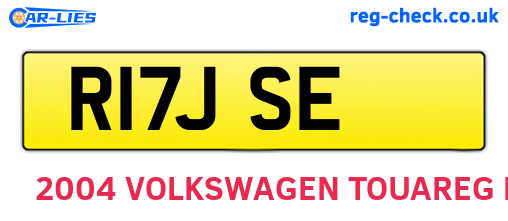 R17JSE are the vehicle registration plates.