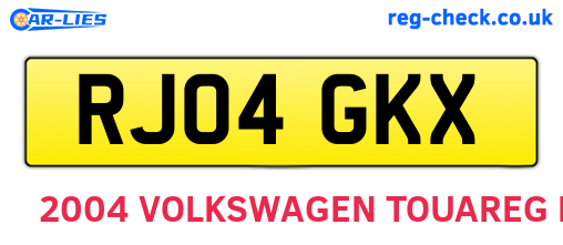 RJ04GKX are the vehicle registration plates.