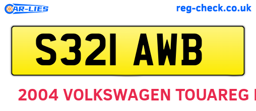 S321AWB are the vehicle registration plates.