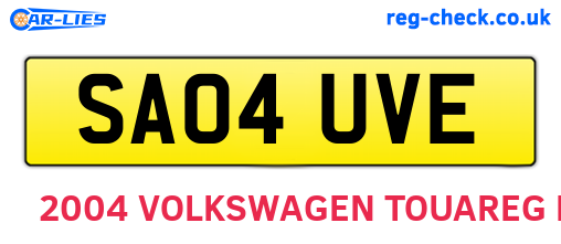 SA04UVE are the vehicle registration plates.
