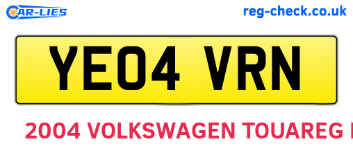 YE04VRN are the vehicle registration plates.