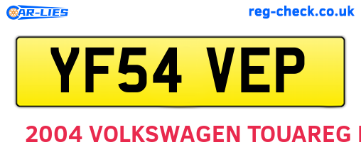 YF54VEP are the vehicle registration plates.