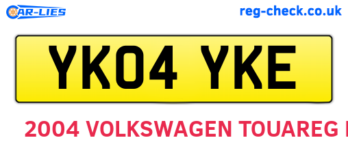 YK04YKE are the vehicle registration plates.