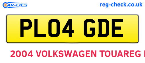 PL04GDE are the vehicle registration plates.