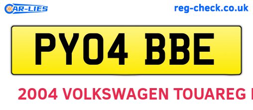 PY04BBE are the vehicle registration plates.