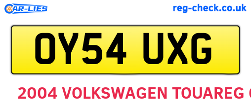 OY54UXG are the vehicle registration plates.