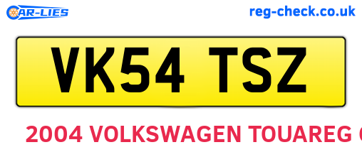 VK54TSZ are the vehicle registration plates.
