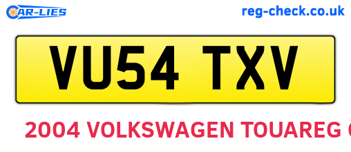 VU54TXV are the vehicle registration plates.