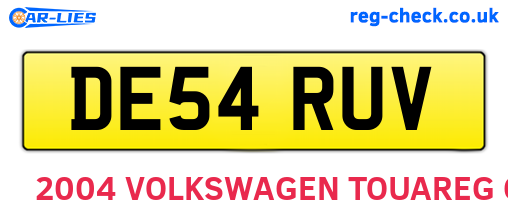 DE54RUV are the vehicle registration plates.