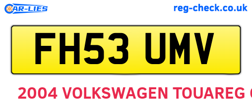 FH53UMV are the vehicle registration plates.