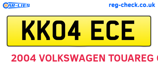 KK04ECE are the vehicle registration plates.