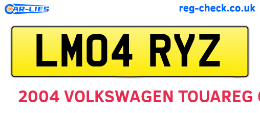 LM04RYZ are the vehicle registration plates.