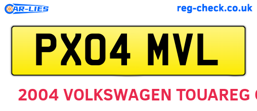 PX04MVL are the vehicle registration plates.