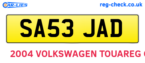 SA53JAD are the vehicle registration plates.
