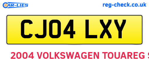 CJ04LXY are the vehicle registration plates.