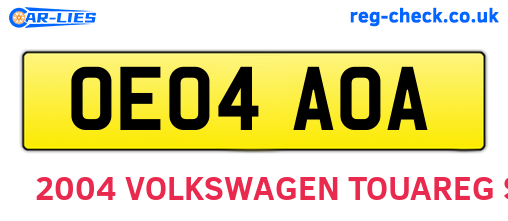 OE04AOA are the vehicle registration plates.