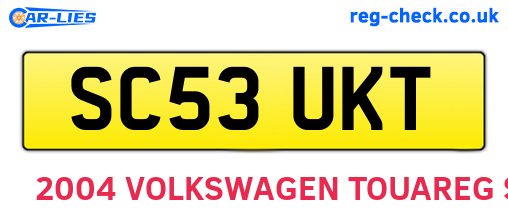 SC53UKT are the vehicle registration plates.