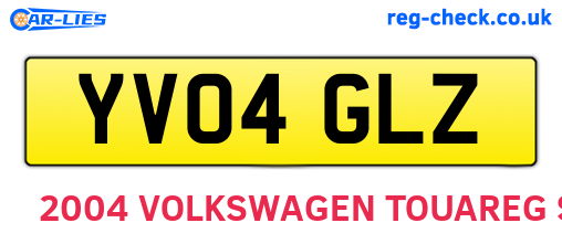 YV04GLZ are the vehicle registration plates.