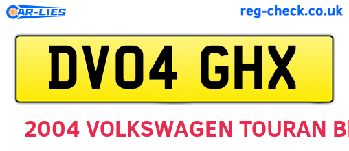 DV04GHX are the vehicle registration plates.