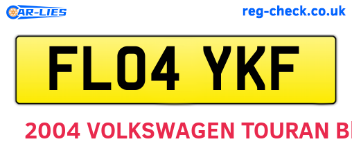 FL04YKF are the vehicle registration plates.