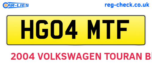 HG04MTF are the vehicle registration plates.