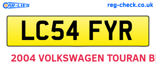 LC54FYR are the vehicle registration plates.