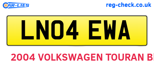 LN04EWA are the vehicle registration plates.