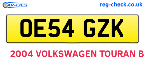 OE54GZK are the vehicle registration plates.