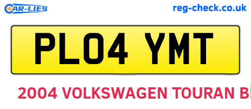 PL04YMT are the vehicle registration plates.