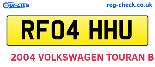 RF04HHU are the vehicle registration plates.