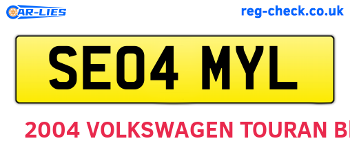 SE04MYL are the vehicle registration plates.