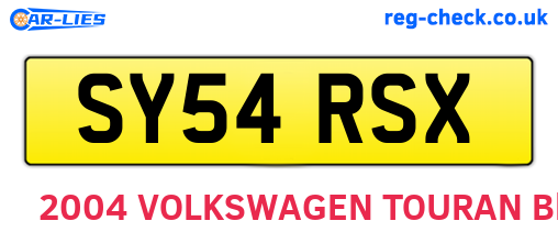 SY54RSX are the vehicle registration plates.