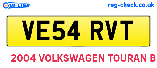 VE54RVT are the vehicle registration plates.