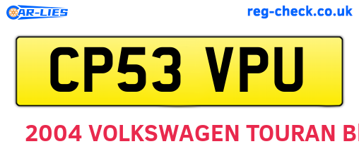 CP53VPU are the vehicle registration plates.